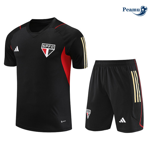 Todos Camisola Kit Equipamento Training Sao Paulo + Shorts Preto 2023-2024