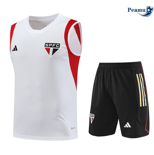 Procurar Camisola Kit Equipamento Training Sao Paulo Colete + Shorts Branco 2023-2024