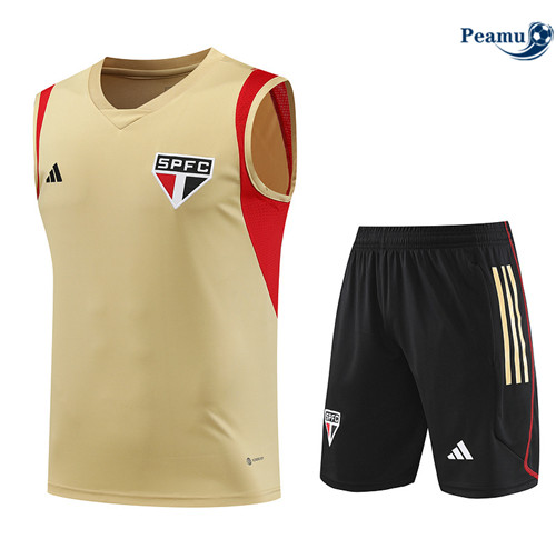 Comprar Camisola Kit Equipamento Training Sao Paulo Colete + Shorts Amarelo 2023-2024