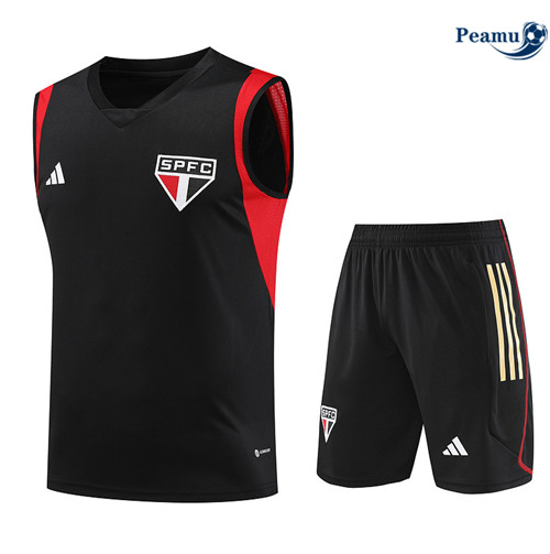 Loja Camisola Kit Equipamento Training Sao Paulo Colete + Shorts Preto 2023-2024