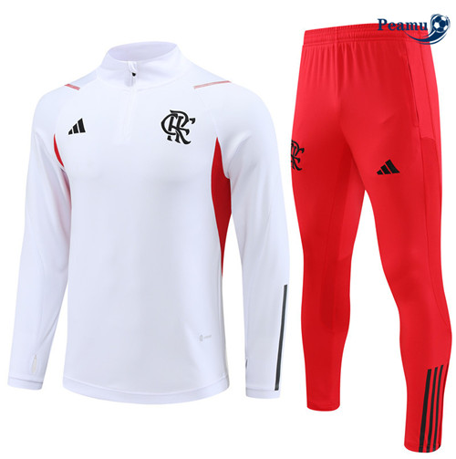 Cria Camisola Casaco Fato de Treino Flamengo Criancas Branco 2023-2024