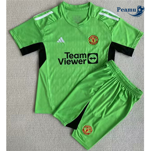Todos Camisola Futebol Manchester United Enfant Equipamento Portero Verde 2023-2024