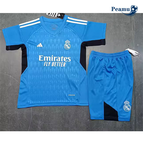 Loja Camisola Futebol Real Madrid Enfant Equipamento Portero Azul 2023-2024