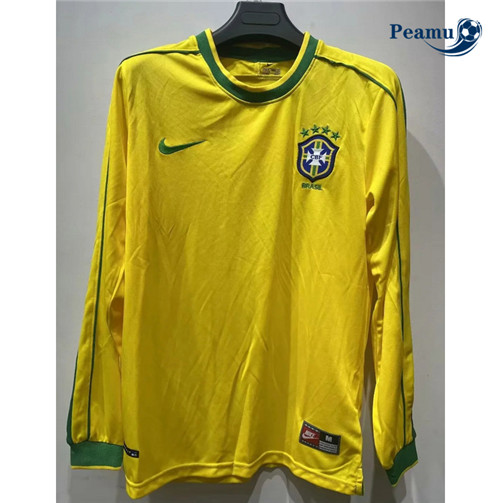 Projeto Camisola Futebol Retro Brasil Principal Equipamento Manga comprida 1998