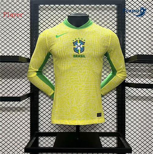Camisola Futebol Brasil Player Version Equipamento Principal Manga Comprida 2024-2025
