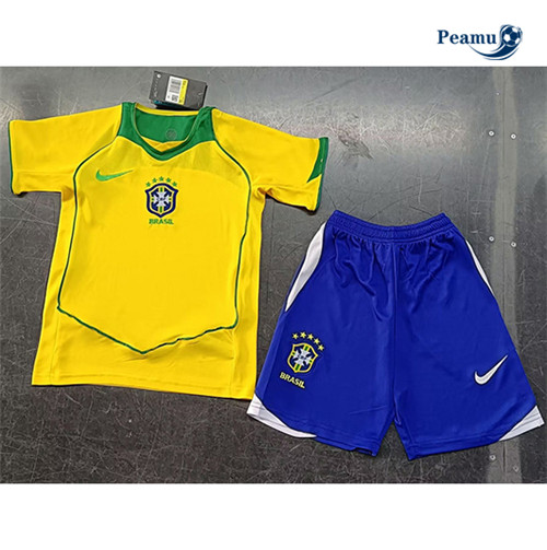 Camisola Futebol Retrô Brasil Crianças Principal Equipamento 2004