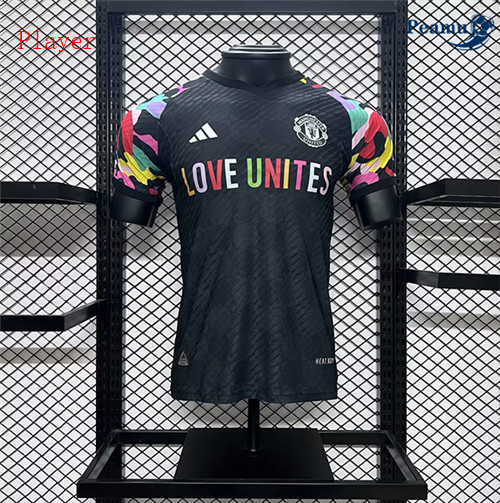 Novo Camisola Futebol Manchester United Player Version Equipamento pre-match Training Preto 2023-2024