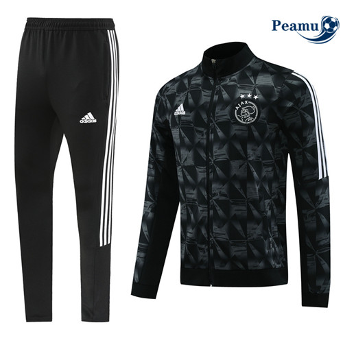 Criar Camisola Casaco de Fato de Treino AFC Ajax Preto 2024