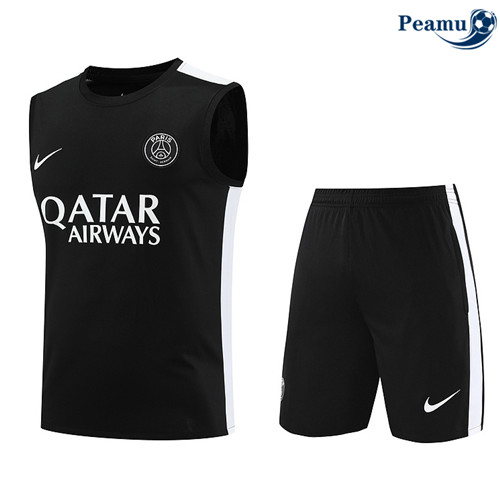 Oferta Camisola Kit Equipamento Training PSG Camiseta Colete + Calcoes Preto 2024