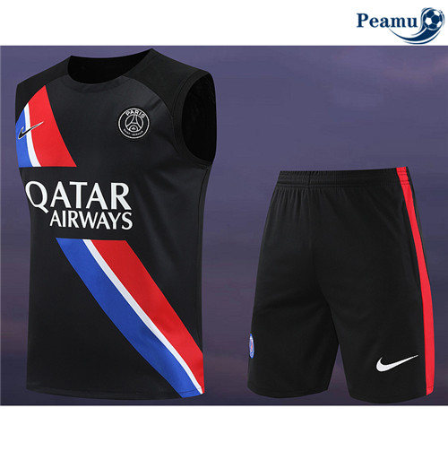 Loja Camisola Kit Equipamento Training PSG Camiseta Colete + Calcoes Preto 2024