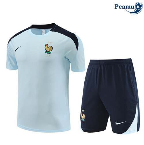 Novo Camisola Kit Equipamento Training Francia + Calcoes azul claro 2024