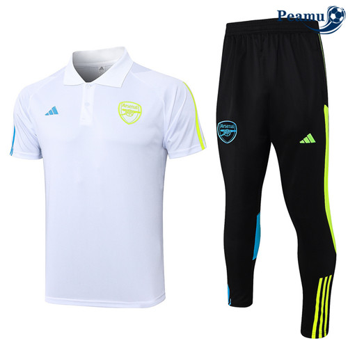 Novo Camisola Kit Equipamento Training Arsenal Polo + Calça Branco 2024