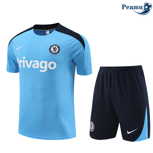 Comprar Camisola Kit Equipamento Training Chelsea Crianças + Calcoes azul claro 2024