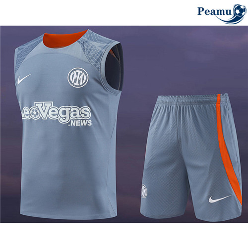 Loja Camisola Kit Equipamento Training Inter Milan Camiseta Colete + Calcoes Cinzento 2024