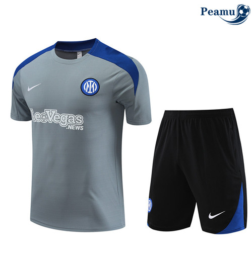 Novo Camisola Kit Equipamento Training Inter Milan + Calcoes Cinzento 2024