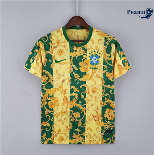 Camisola Futebol Brasil Equipamento Equipamento Amarelo/Vert 2022-2023 pt228571