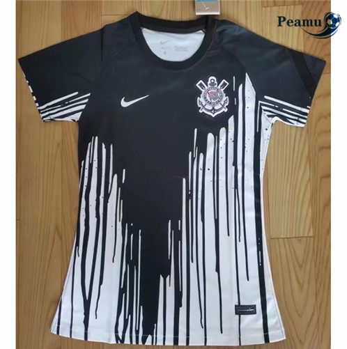 Camisola Futebol Corinthians Femme Preto/Branco 2022-2023 pt229155