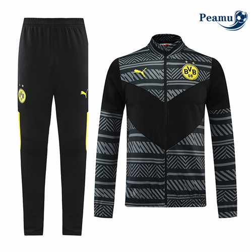 Camisola Casaco de Fato de Treino Borussia Dortmund Preto Cinza 2022-2023 pt228702