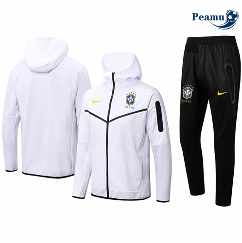 Camisola Casaco de Fato de Treino Brasil com capuz Branco 2022-2023 pt228741