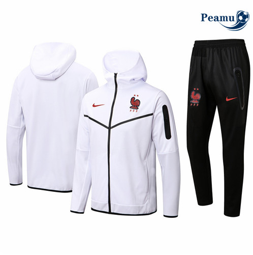 Camisola Casaco de Fato de Treino França com capuz Branco 2022-2023 pt228742