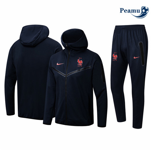 Camisola Casaco de Fato de Treino França com capuz Preto 2022-2023 pt228743