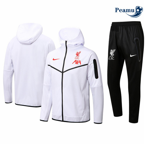Camisola Casaco de Fato de Treino Liverpool com capuz Branco 2022-2023 pt228708
