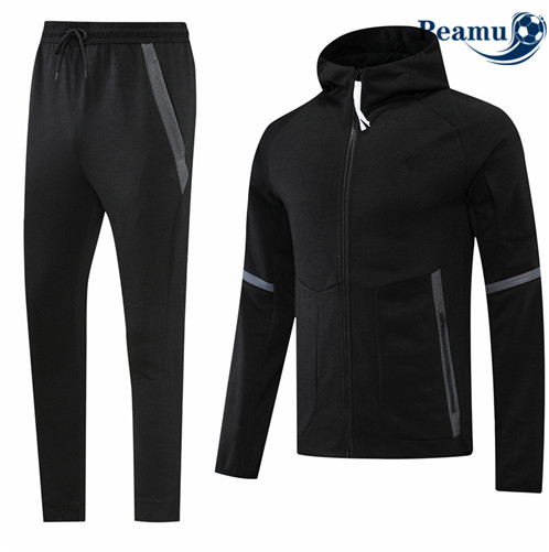 Camisola Casaco de Fato de Treino Sem logotipo da marca com capuz Preto 2022-2023 pt228802