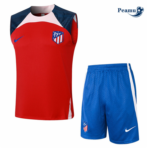 Nouveau Camisola Kit Equipamento Training Atletico Madrid Colete + Calções Vermelho 2024-2025