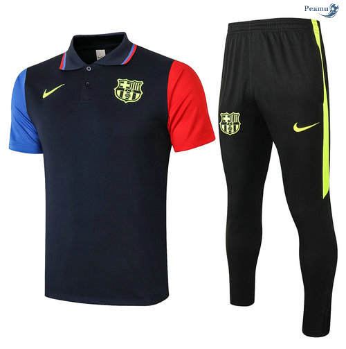 Peamu - Kit Camisola Entrainement POLO Barcelona + Pantalon Azul Marinho Azul/Vermelho 2020-2021