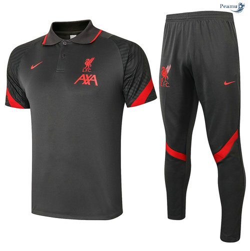 Peamu - Kit Camisola Entrainement POLO Liverpool + Pantalon Cinza escuro 2020-2021