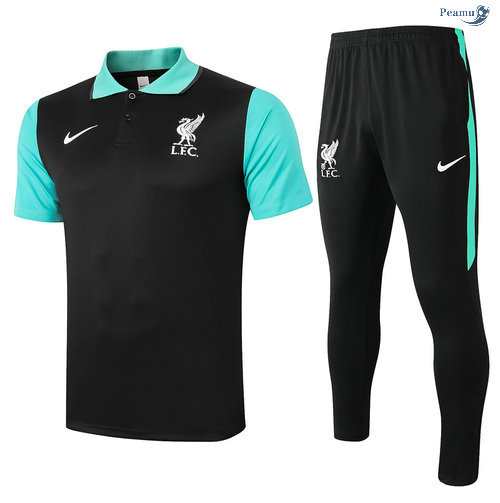 Peamu - Kit Camisola Entrainement POLO Liverpool + Pantalon Preto/Vert 2020-2021