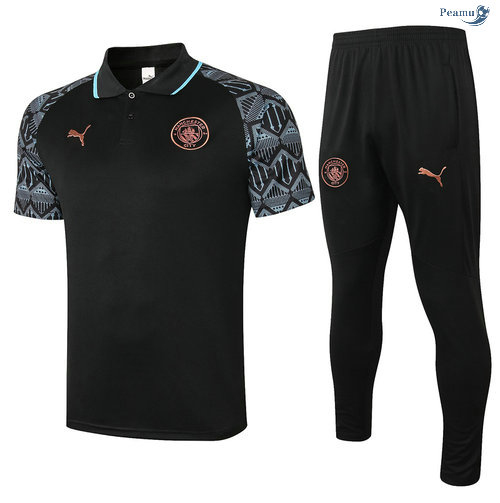 Peamu - Kit Camisola Entrainement POLO Manchester City + Pantalon Preto 2020-2021