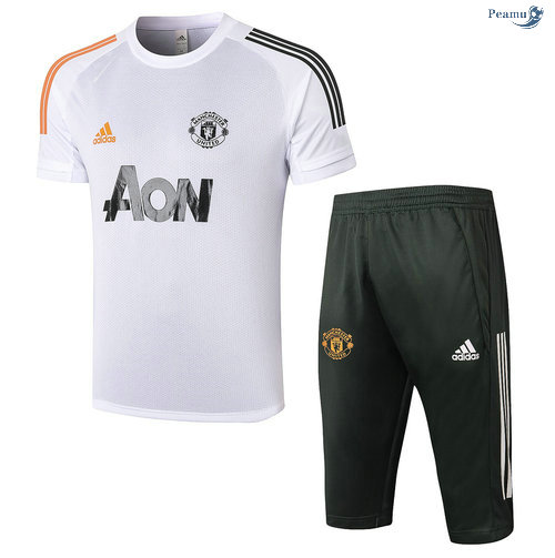 Peamu - Kit Camisola Entrainement Manchester United + Pantalon 3/4 Branco 2020-2021