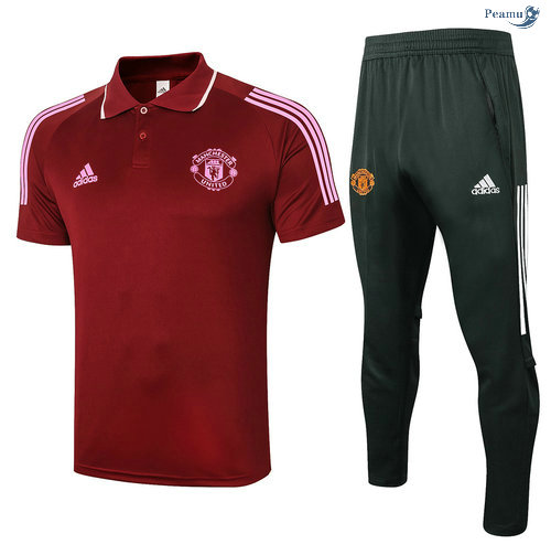 Peamu - Kit Camisola Entrainement POLO Manchester United + Pantalon Bordeaux 2020-2021