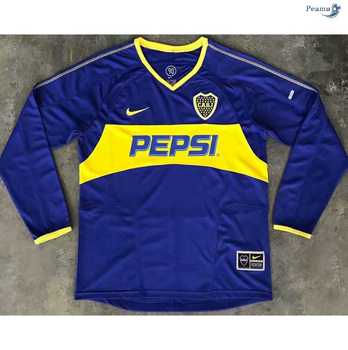 Peamu - Camisola Foot Rétro Boca Juniors Principal Equipamento Manche Longue 2003-04