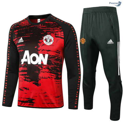 Peamu - Fato de Treino Manchester United Preto/Vermelho 2020-2021