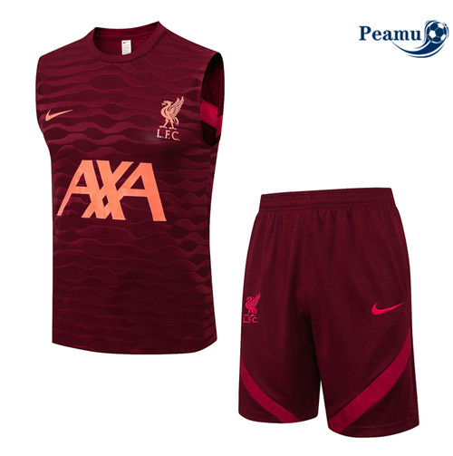 Kit Entrainement foot Debardeur Liverpool + Pantalon Vermelho Foncé 2022-2023