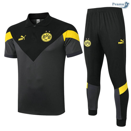 Kit Camisola Entrainement POLO Dortmund + Pantalon Cinza/Preto 2020-2021