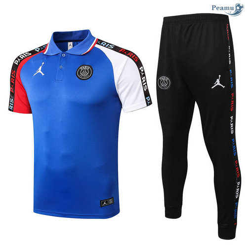 Kit Camisola Entrainement POLO Jordan + Pantalon Azul/Vermelho/Branco 2020-2021