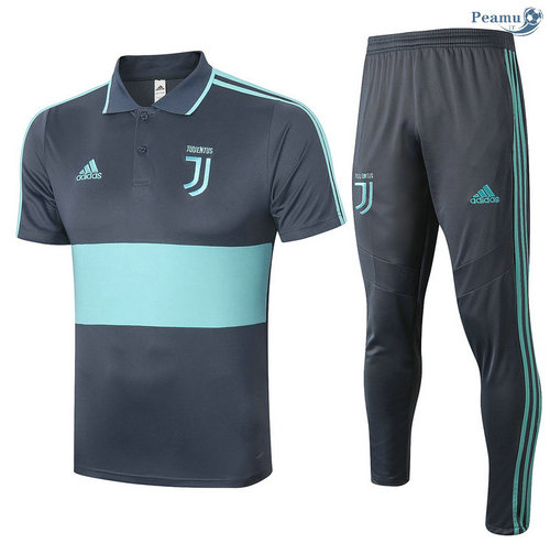 Kit Camisola Entrainement POLO Juventus + Pantalon Cinza/Azul 2020-2021