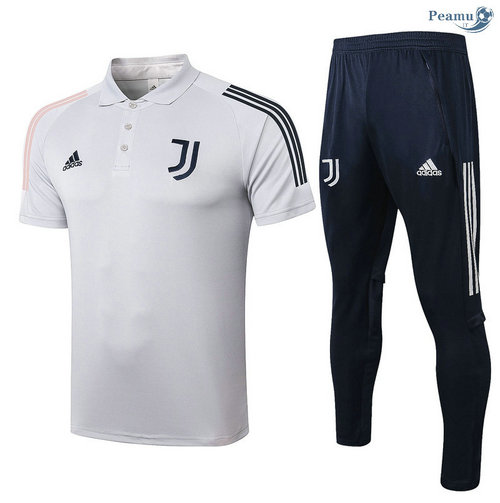 Kit Camisola Entrainement POLO Juventus + Pantalon Cinza Claro 2020-2021