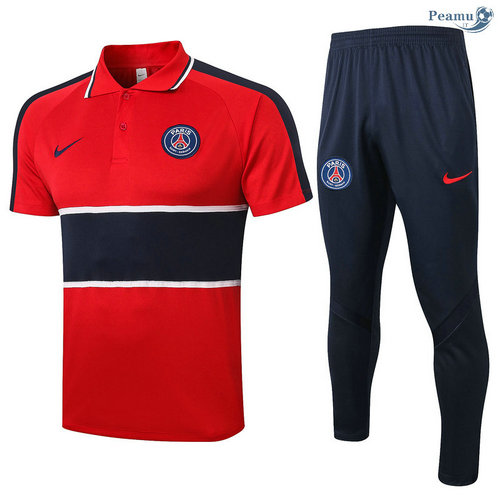 Kit Camisola Entrainement POLO PSG + Pantalon Vermelho/Azul Marinho 2020-2021