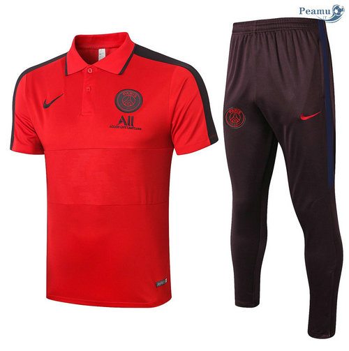 Kit Camisola Entrainement POLO PSG + Pantalon Vermelho/Preto 2020-2021