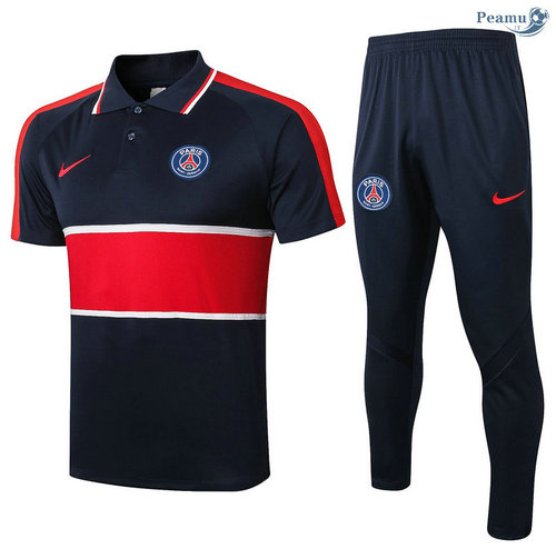Kit Camisola Entrainement POLO PSG + Pantalon Azul Marinho/Vermelho 2020-2021