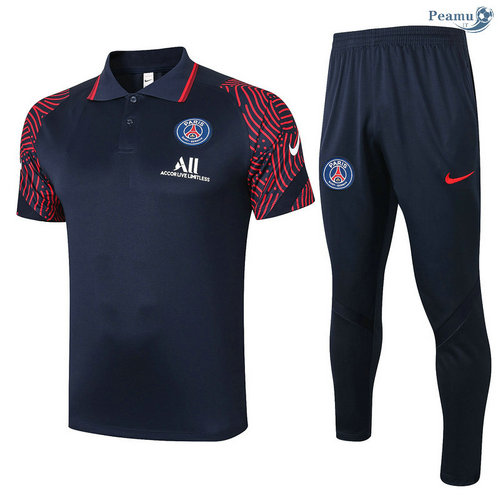 Kit Camisola Entrainement POLO PSG + Pantalon Azul Marinho/Vermelho 2020-2021