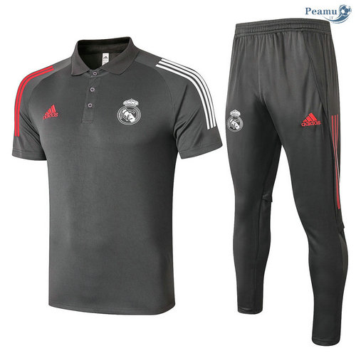 Kit Camisola Entrainement POLO Real Madrid + Pantalon Cinza escuro 2020-2021