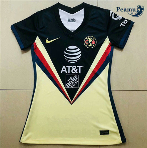 Camisola Futebol CF America Mulher Amarelo/Azul Marinho 2020-2021