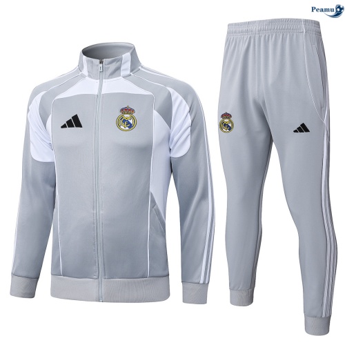 Casaco de Fato de Treino Real Madrid Criancas Gris/Blanco 2026