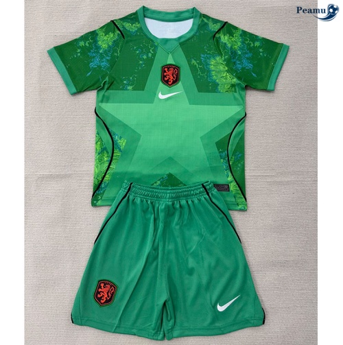 Camisola Futebol Holanda Crianças Equipamento Manga Larga Verde 2026-2027
