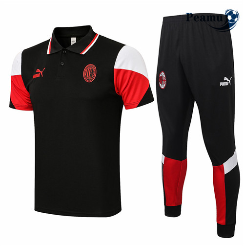 Peamu - Kit Camisola Entrainement foot Polo AC Milan + Pantalon Preto 2021-2022